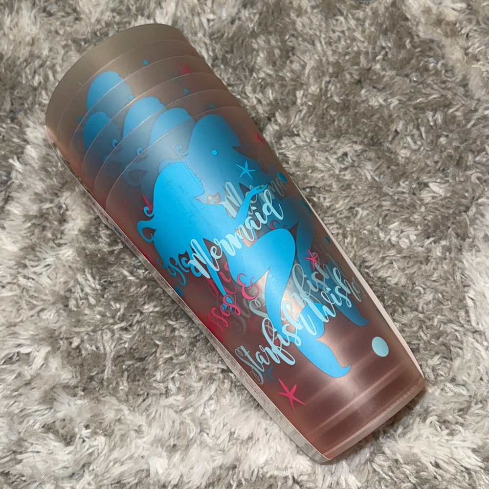 New Limited Too 32 oz Mermaid Kisses & Starfish Wishes Plastic Cups set of 6